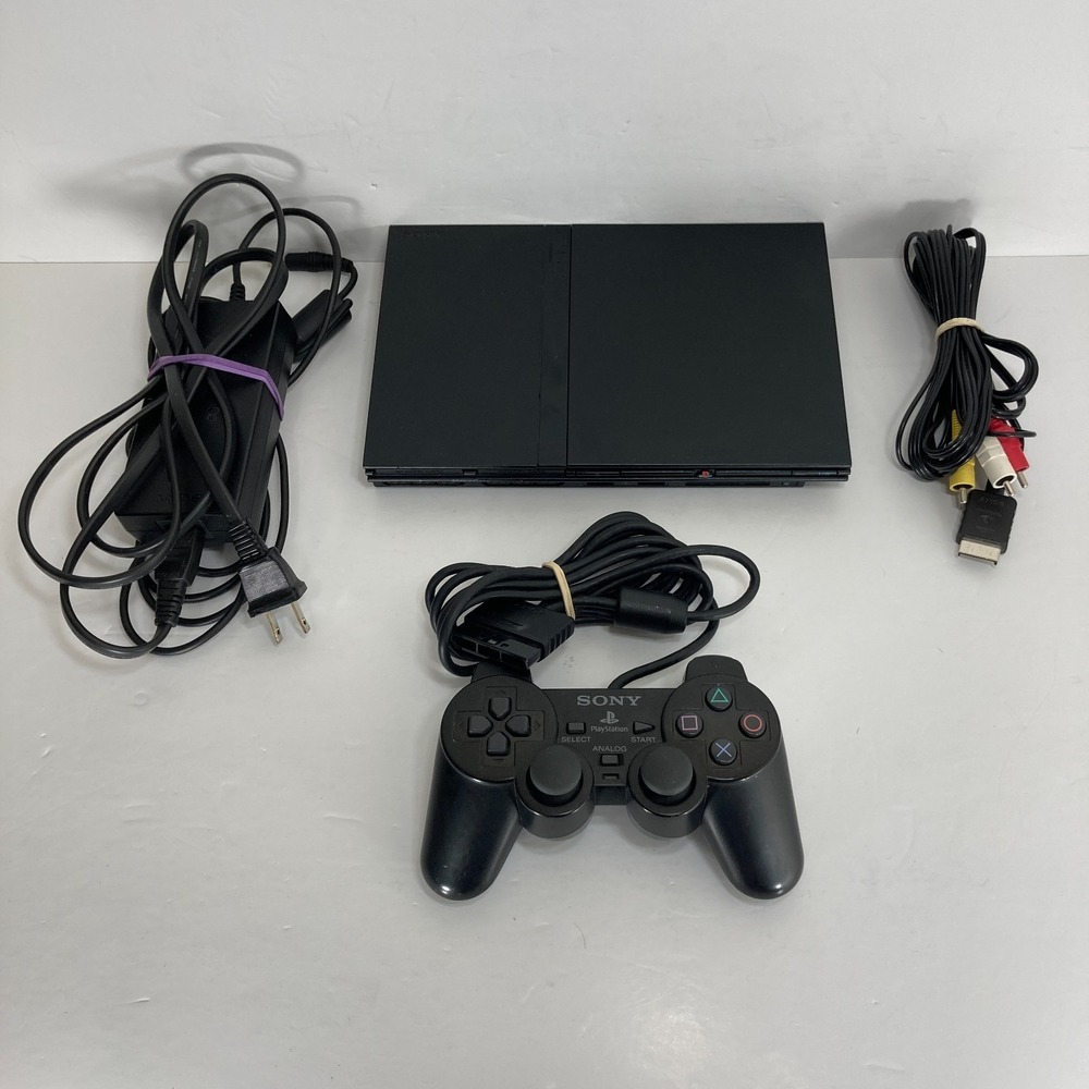 Sony PlayStation 2 PS2 Slim Console SCPH-75001 w/ Controller & Cables - TESTED